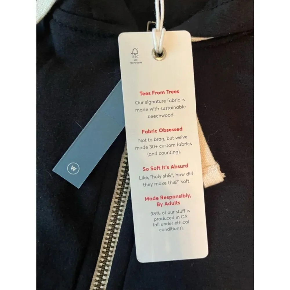 NWT Marine Layer Black Full Zip Hoodie Small Super Soft Casual